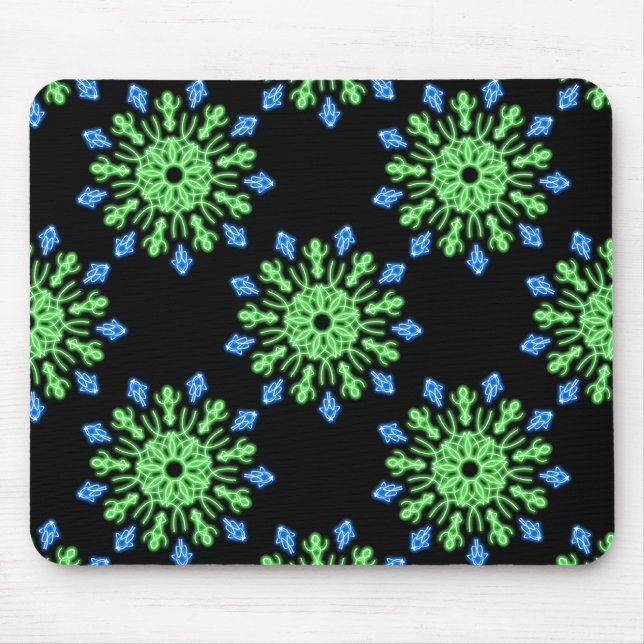 Mousepad Flor néon verde e azul (Frente)