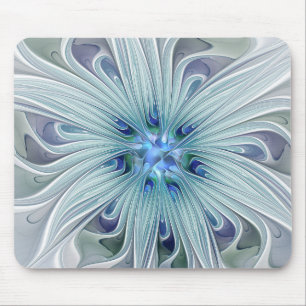 Mousepad Flor Pastel azul moderna do abstrato floral da