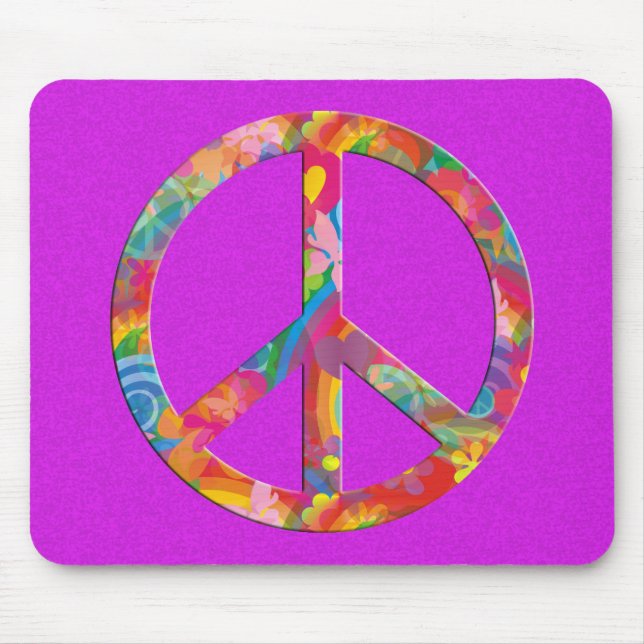 Mousepad Flor Power Peace | espuma rosa (Frente)