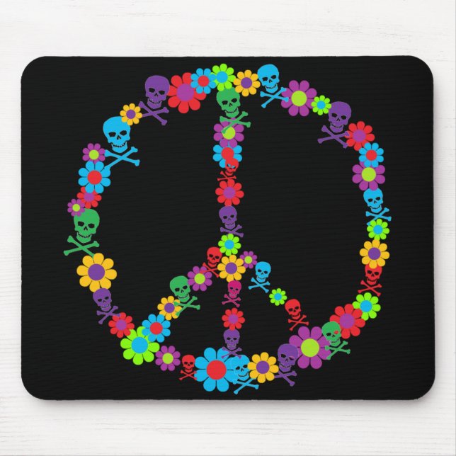 Mousepad Flor Power Skully Peace (Frente)