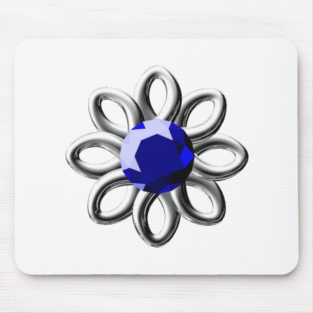 Mousepad Flor prateada com pedra azul (Frente)