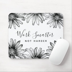 Mousepad Flor preto e branco simples