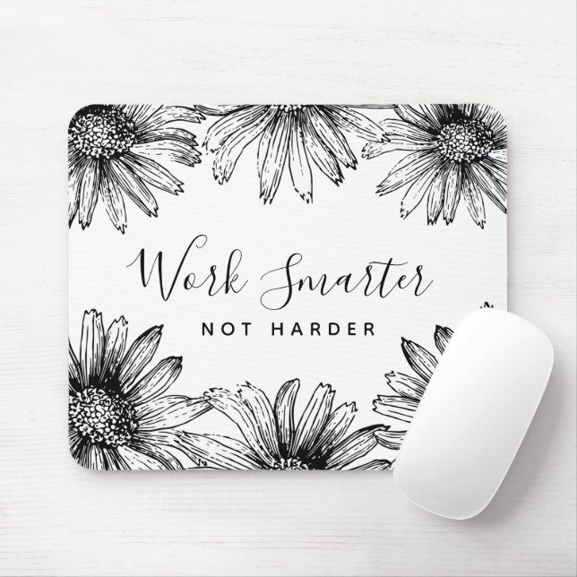 Mousepad Flor preto e branco simples (Com mouse)