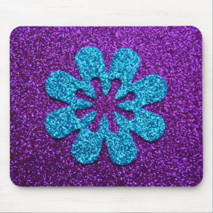 Mousepad Flor retro do roxo & do brilho azul
