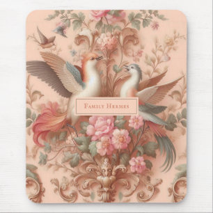 Mousepad Flor Rococó Rosa Barroco Rosa Morris