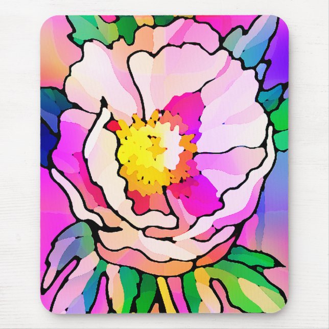 Mousepad Flor rosa Abstrato moderno (Frente)