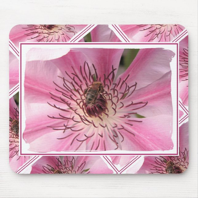 Mousepad Flor rosa com abelha (Frente)