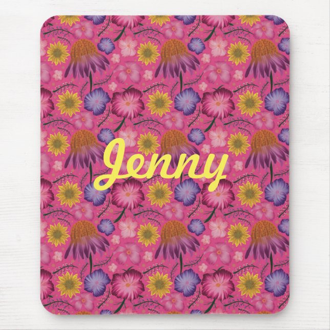 Mousepad Flor Rosa Rosa Selvagem Personalizada (Frente)