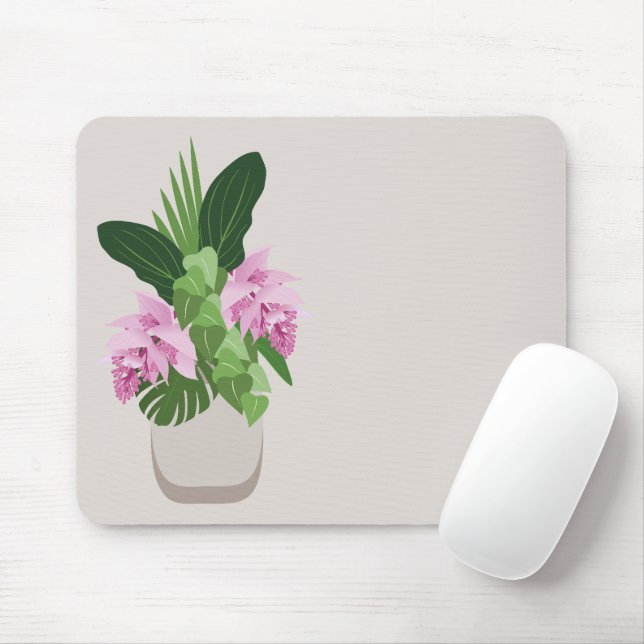 Mousepad Flor rosa Tropical Medinilla em Beige Vase (Com mouse)