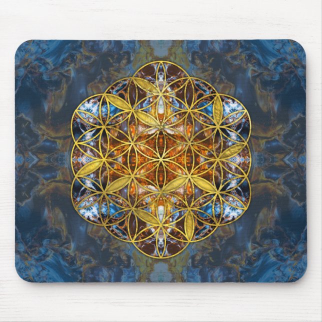 Mousepad Flor sagrado da geometria de pedra preciosa (Frente)