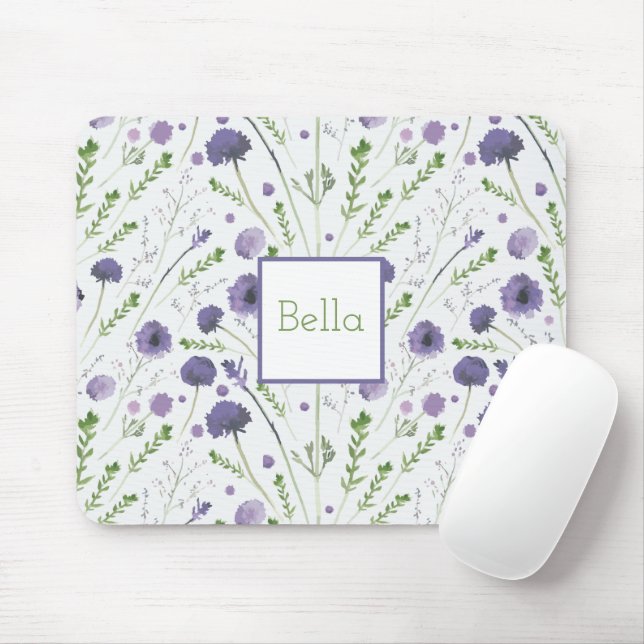 Mousepad Flor Verde Roxo Com Dispersão Personalizada (Com mouse)