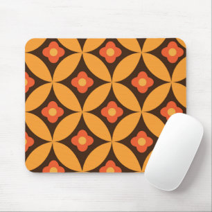 Mousepad Flor vermelha em círculos laranja de meados do séc