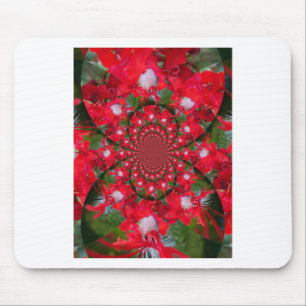 Mousepad Flor Vermelha Natural White Feather Caleidoscópio 
