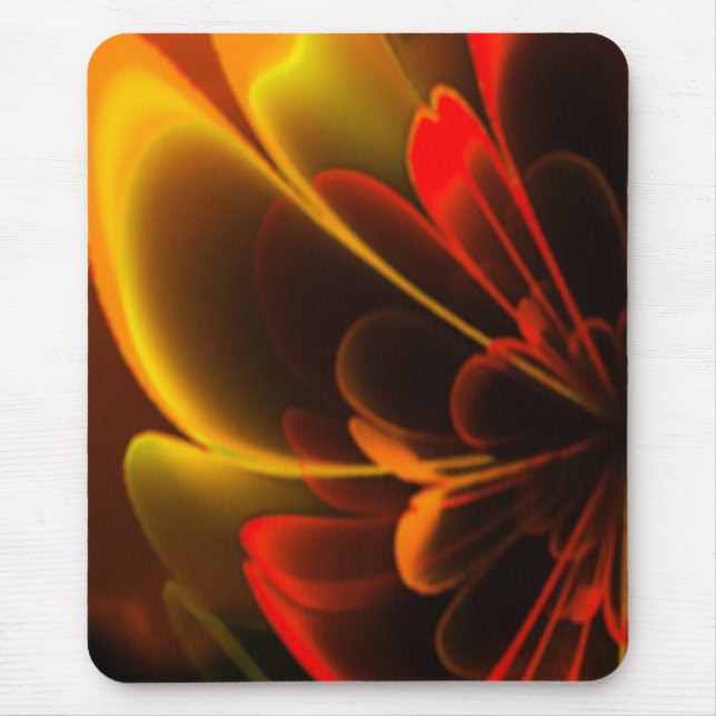 Mousepad Flor Vermelho Laranja Estilizado Metade Corolla (Frente)