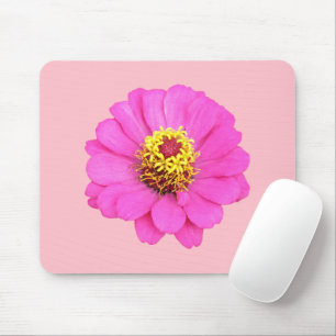 Mousepad Flor Zinnia Rosa Impresso no Suporte do Mouse