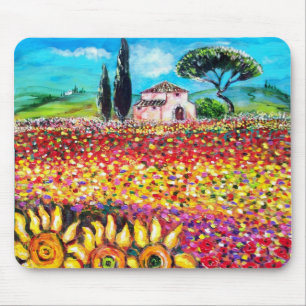 Mousepad FLORA NA TÚSCULA/Campos, papagaios e girassóis
