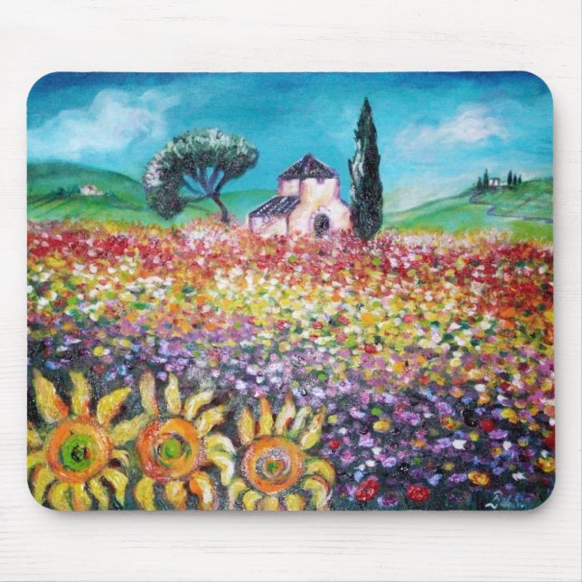 Mousepad FLORA NA TÚSCULA/Campos, papagaios e girassóis (Frente)