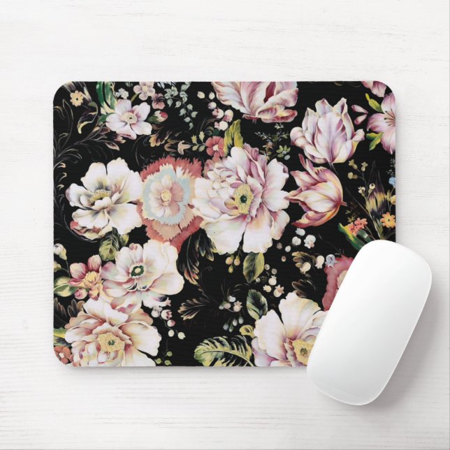 Mousepad floração floral-esita-branca-branca-boêmica (Com mouse)