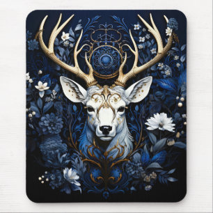 Mousepad Florais Celestiais da Meia-Noite Gótico Cervo