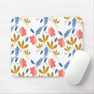 Mousepad Florais de Coral Amarelo Azul do Jardim de Verão 
