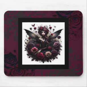 Mousepad Florais de Fadas da Floresta Gótica Escura Rosas B
