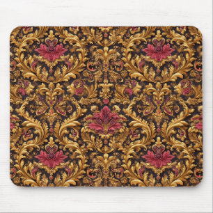 Mousepad Florais Reais Barrocos com Ornamento Dourado