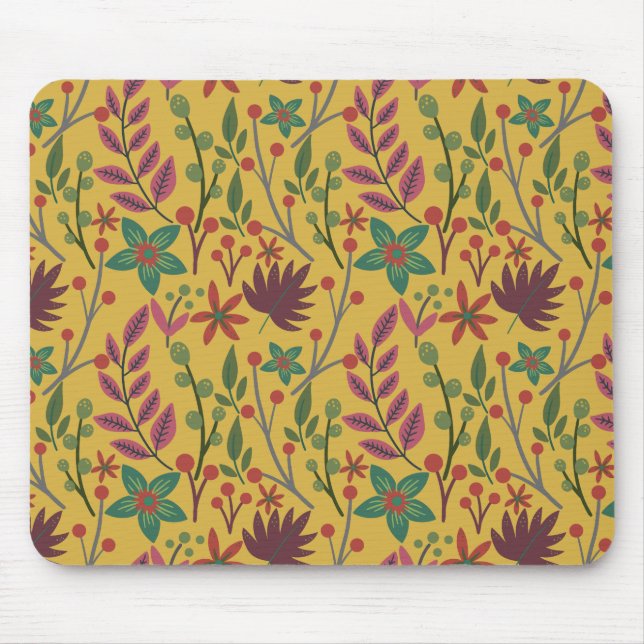 Mousepad Florais, sem costura, flores amarelas (Frente)