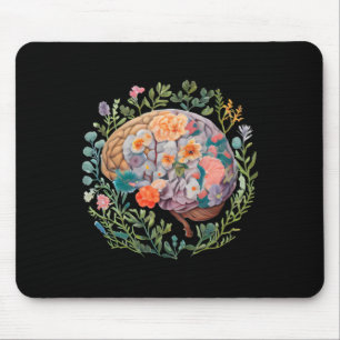 Mousepad Floral Anatômico Cérebro Saúde Mental Vinheta