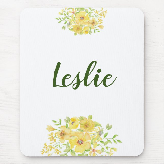 Mousepad Floral aquarela amarela (Frente)