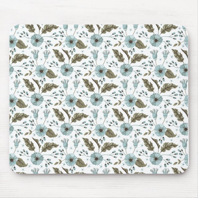 Mousepad Floral Azul e Verde (Frente)