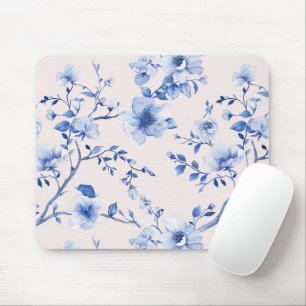 Mousepad Floral Azul Romântico Blush