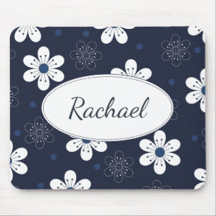 Mousepad Floral bonito dos azuis marinhos personalizado