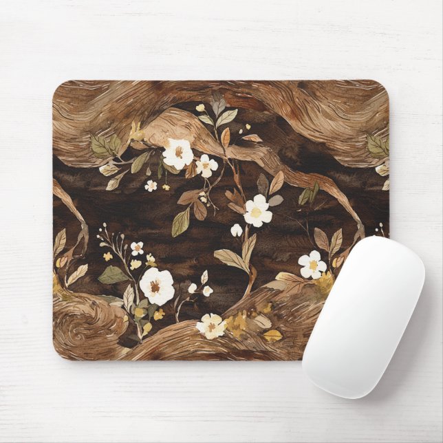 Mousepad Floral Brown Tree (Com mouse)