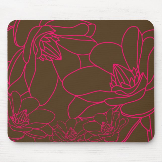 Mousepad floral chique moderno - rosa e Brown (Frente)