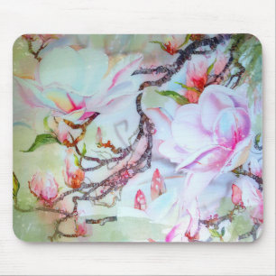 Mousepad Floral cor-de-rosa branco das orquídeas japonesas