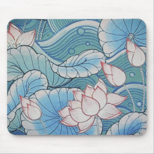 Mousepad Floral cor-de-rosa do Chinoiserie & azul oriental