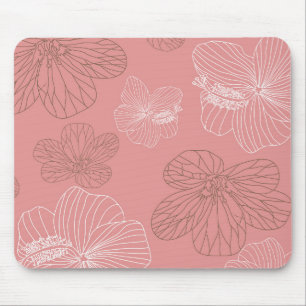 Mousepad Floral cor-de-rosa esboçado