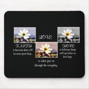 Mousepad floral da fé, da esperança e do amor