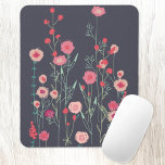 Mousepad Floral Dark Boho<br><div class="desc">Modern Bohemian botancial art.
Pretty boho loose pink floral painting on a dark gray background.
Original art by Nic Squirrell.</div>