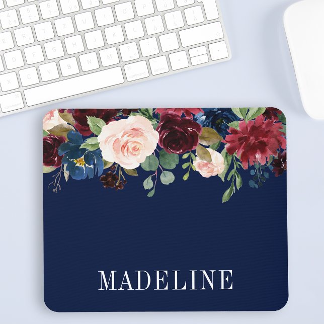 Mousepad Floral de Aquarela Moderna Elegante Fashionável (Customize to change text size, color or text style.)