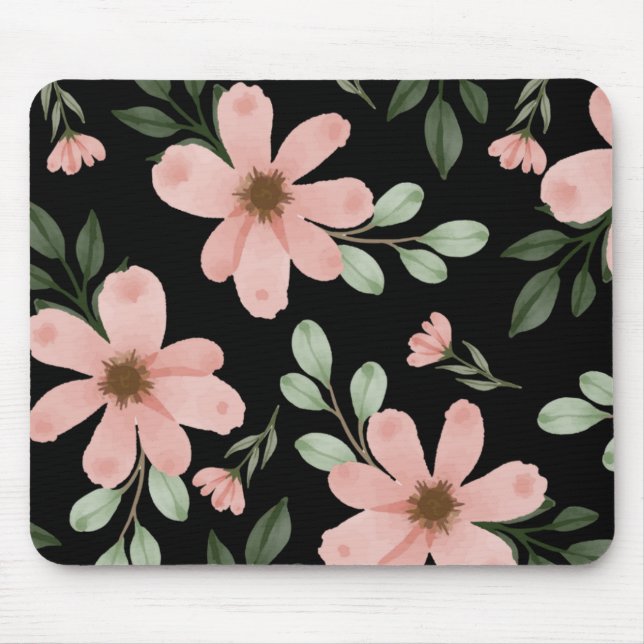 Mousepad Floral de Aquarela Rosa (Frente)