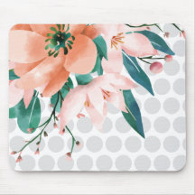 Mousepad Floral de Bolinhas com Flor Aquarela