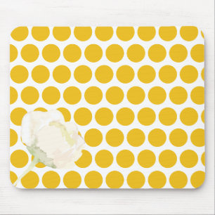 Mousepad Floral de Bolinhas com Flor Aquarela