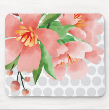 Mousepad Floral de Bolinhas com Flor de Aquarela