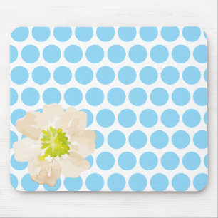 Mousepad Floral de Bolinhas com Flor de Aquarela