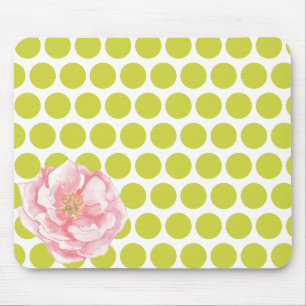 Mousepad Floral de Bolinhas com Flor em Aquarela