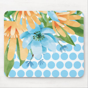 Mousepad Floral de Bolinhas com Flor em Aquarela
