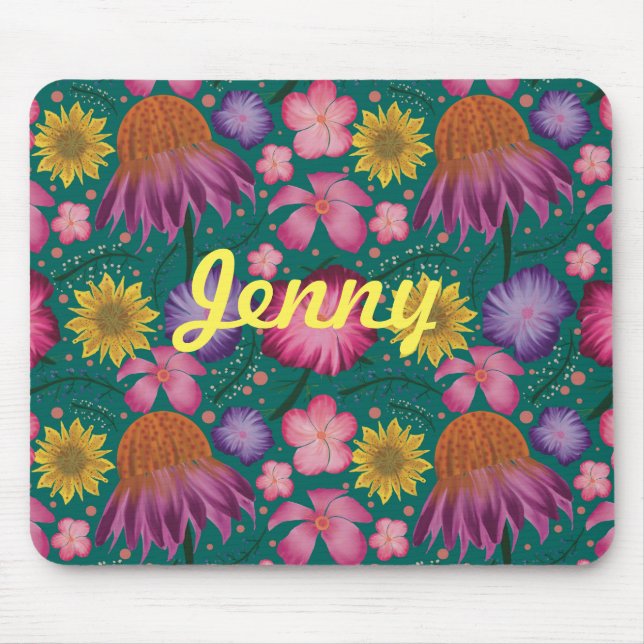 Mousepad Floral de Flor Selvagem Personalizado (Frente)