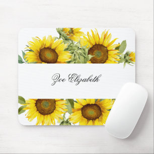 Mousepad Floral de Girassol Personalizado Adicionar seu Nom