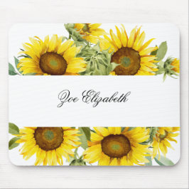 Mousepad Floral de Girassol Personalizado Adicionar seu Nom
